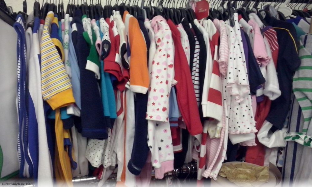 Rail of baby clothing collection