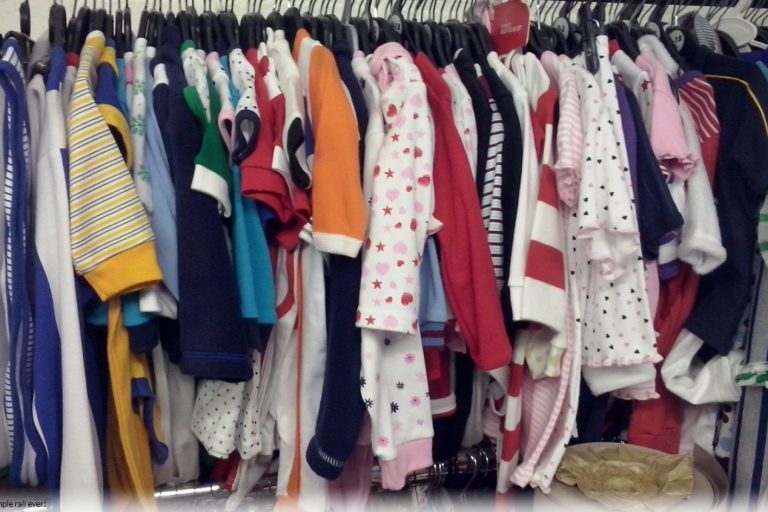 Rail of baby clothing collection