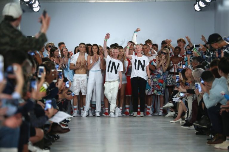 What does no deal brexit mean - image of models on catwalk wearing IN tshirts