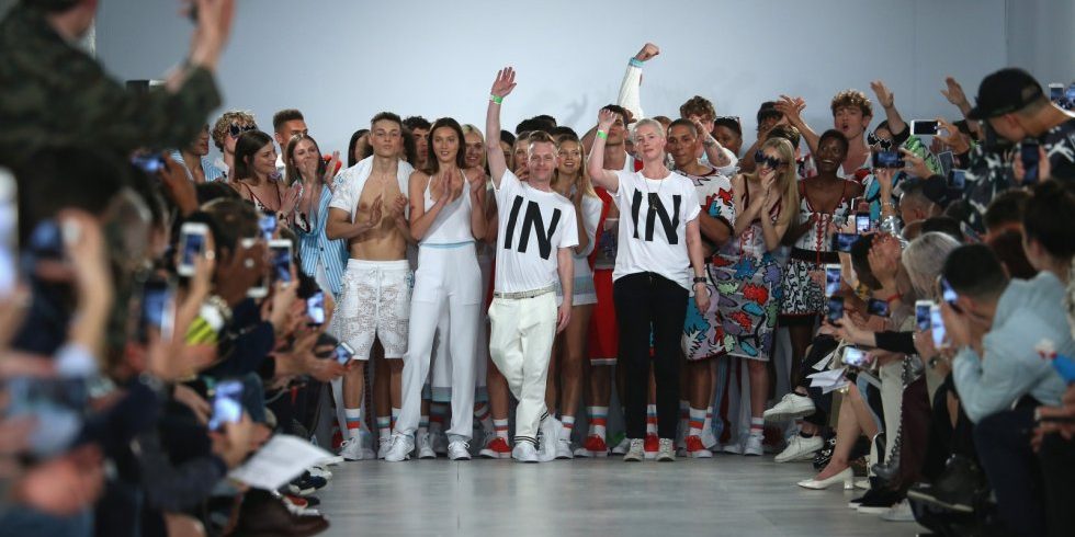 What does no deal brexit mean - image of models on catwalk wearing IN tshirts