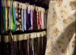 fabric hanging in racks