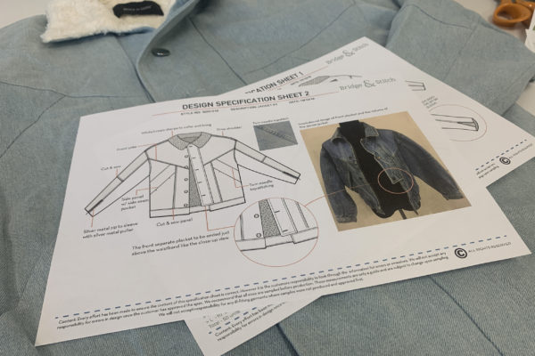 design tech pack of menswear denim jacket