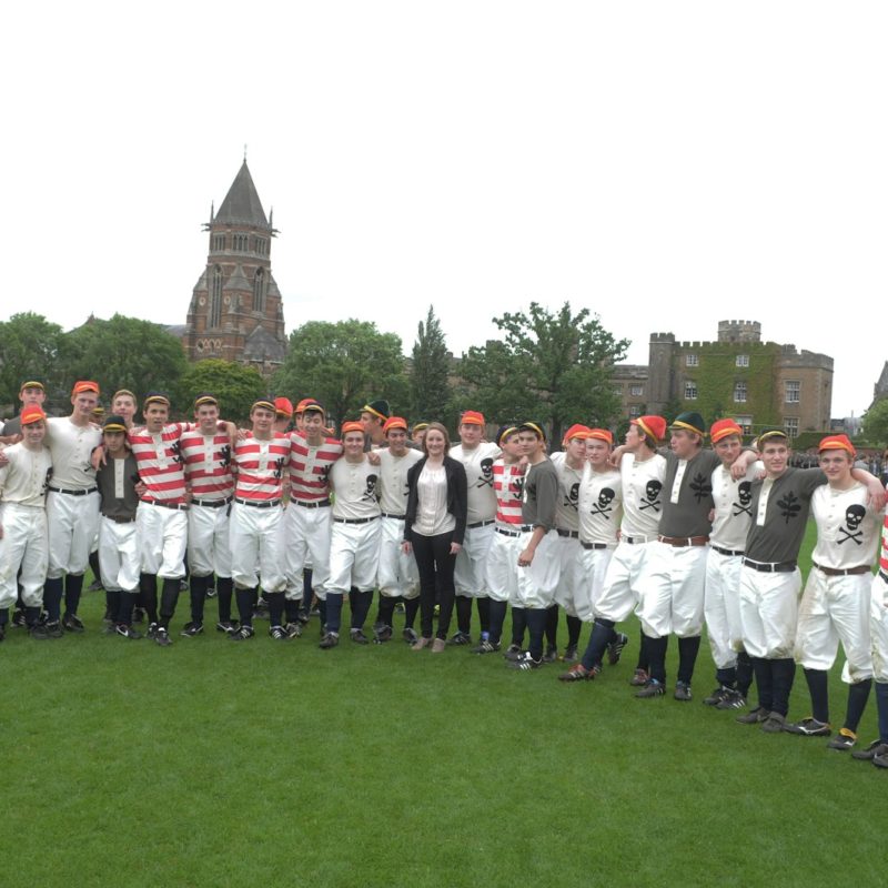 Replica rugby kit worn by Rugby School Boys on the day the Olympic Torch travelled through Rugby, in 2012.