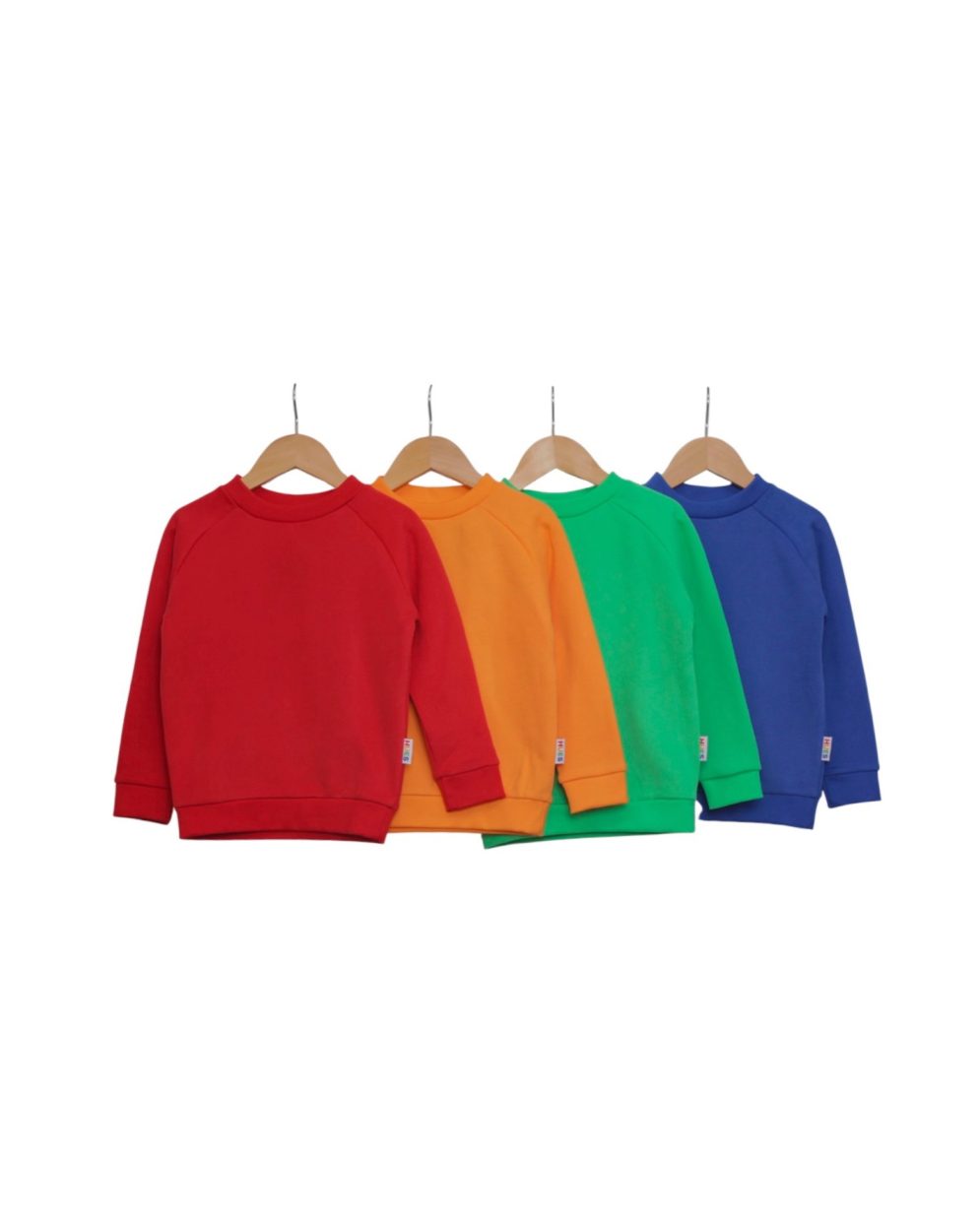 red, orange, green, blue Hues Clothing sweaters on hangers